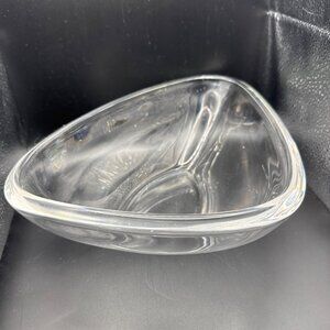MCM substantial unsigned large clear glass triangular bowl heavy 3 pounds
